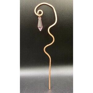 Hammered Copper & Pink Crystal Plant Stake by Succulent Metals Welded Artistry